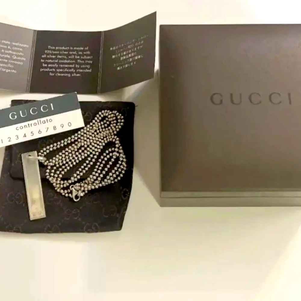 - RARE GUCCI STATEMENT BAR NECKLACE STERLING SILVER 925